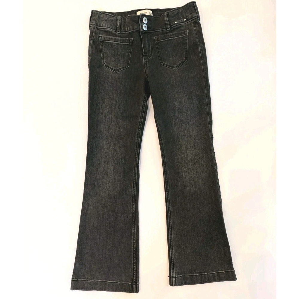 Abercrombie Kids Girls Low Rise Boot-Cut Jeans Black Denim Size 13/14 Short